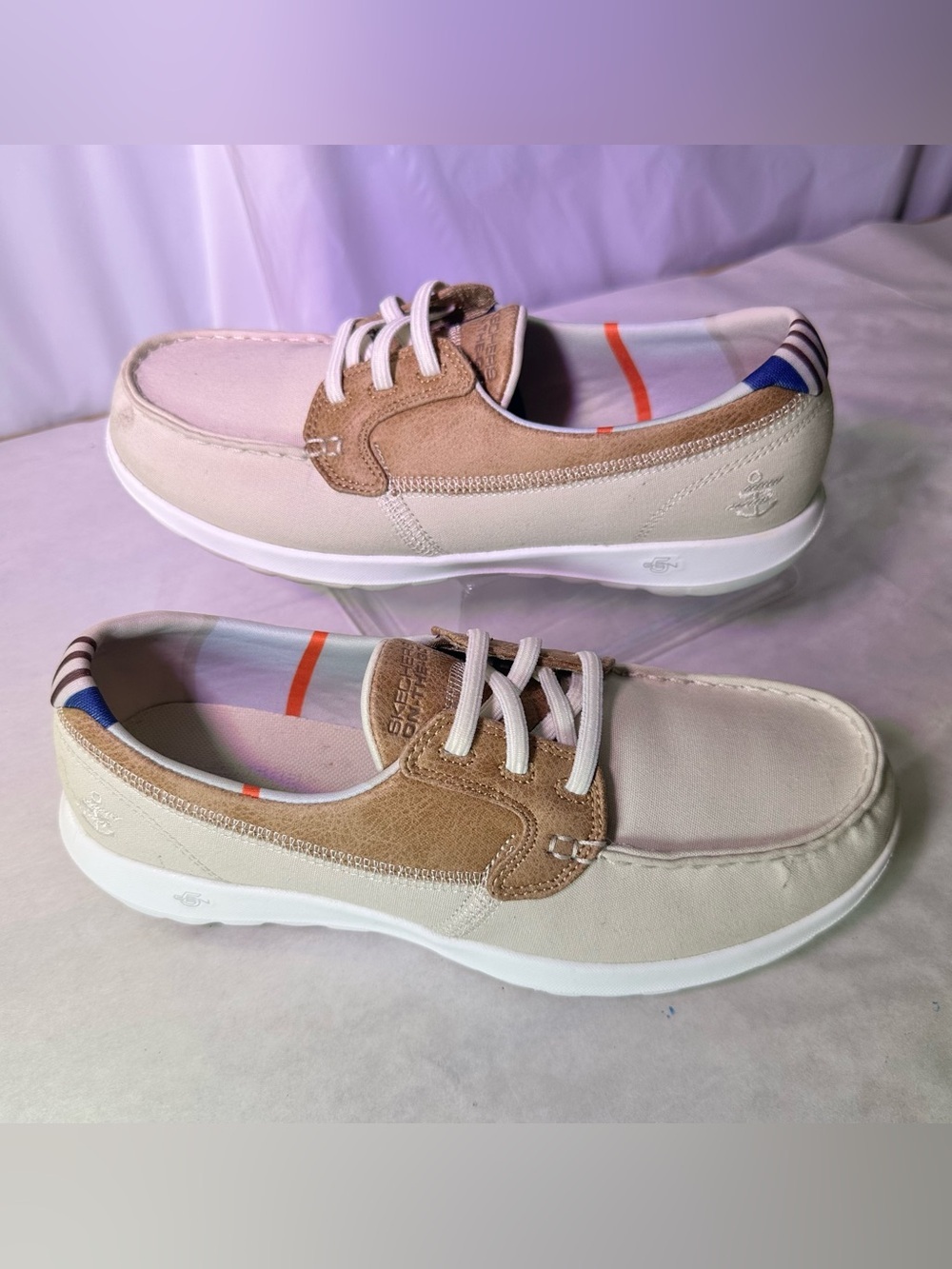 Skechers Cream & Tan Lace-Up Casual Sneakers